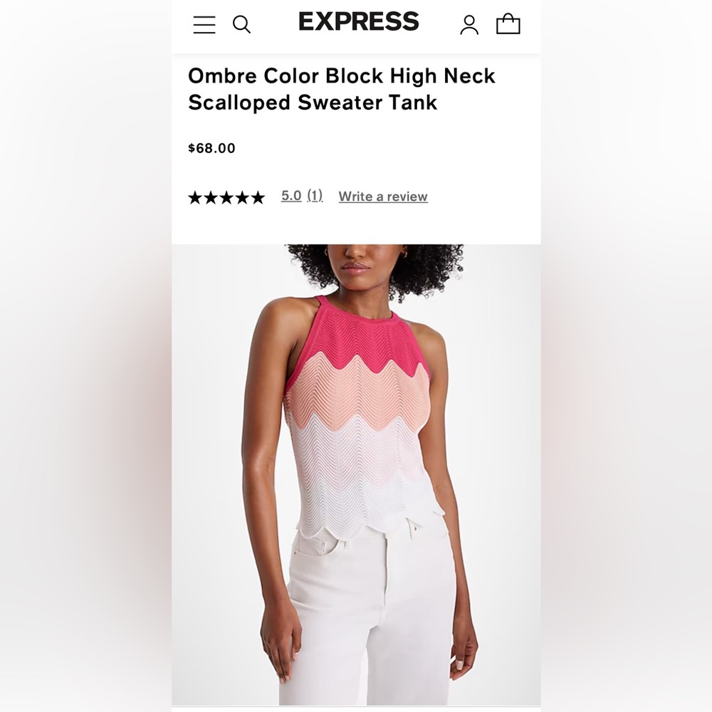 BRAND NEW Express - Ombre Color Block High Neck Scalloped Sweater Tank